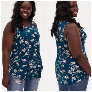 NWT Torrid Super Soft Teal Floral Crew Tank